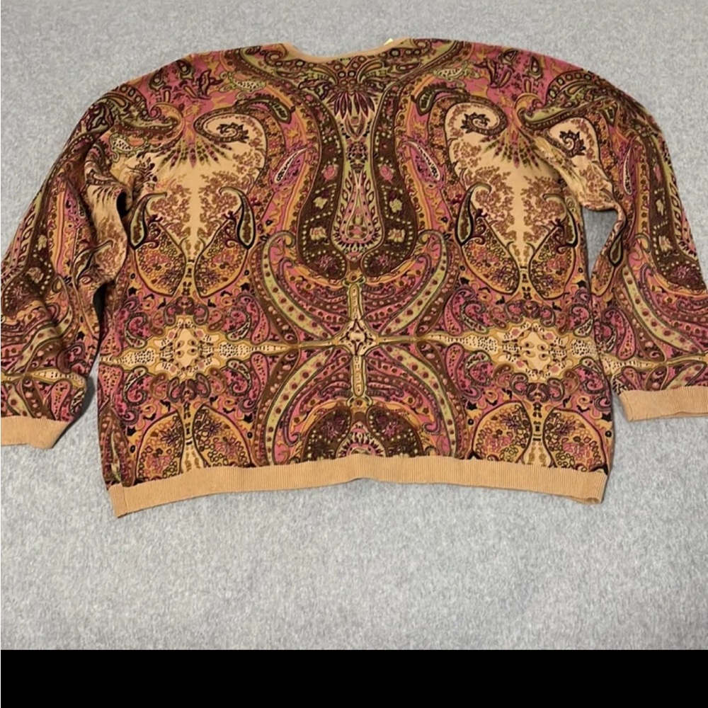 QVC Paisley Cardigan Sweater Womens 2X Button Preppy Academia Grandma Fall - Picture 6 of 8